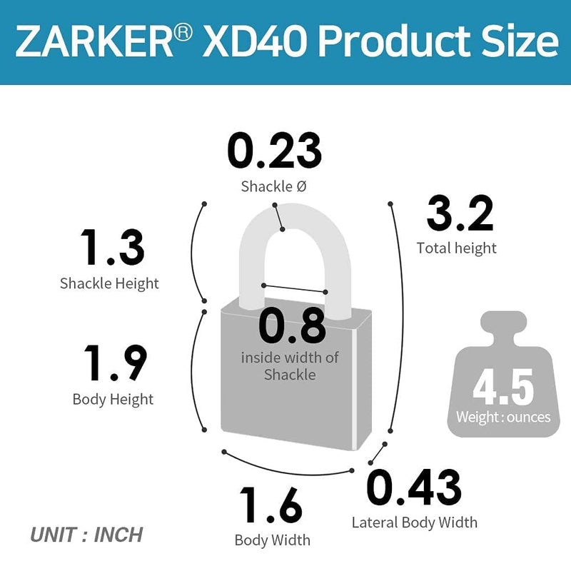 Zarker قفل مركب من زاركر XD40، قفل مكون من 4 أرقام لقفل قفل الرياضة في صالة الألعاب الرياضية المدرسية، سياج، صندوق أدوات، حقيبة، تخزين بمشبك (عبوة من قطعتين، وردي، زمردي) - Image 4